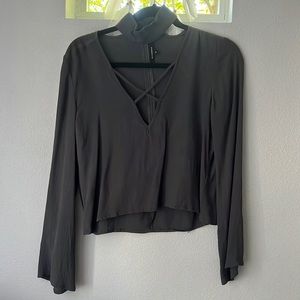 Chiffon top with high neck cutout